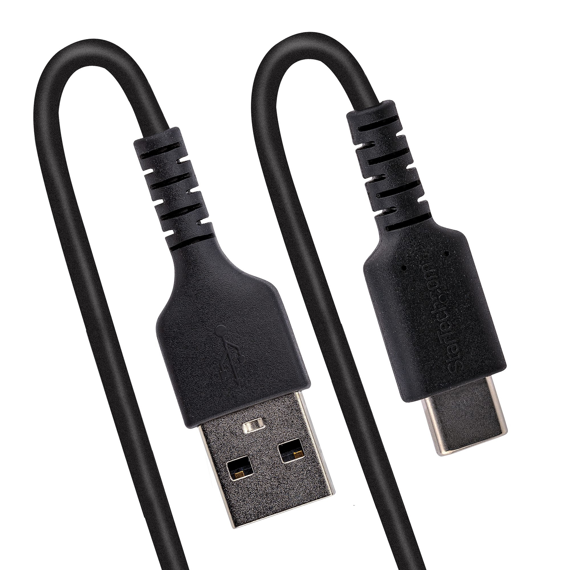 StarTech.com 50cm USB-A naar USB-C Laadkabel, Robuuste Fast Charge & Sync Spiraalkabel, 3A, USB 2.0, TPE Mantel en Aramidevezels - Zwarte USB Oplaadkabel - Afbeelding 6