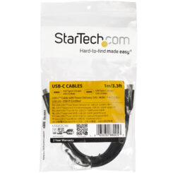StarTech.com 1m USB-C Laadkabel, Fast Charge & Sync Type C Kabel, 100W (5A) PD, USB 2.0, USB-IF Gecertificeerd - Zwarte USB Oplaadkabel - Afbeelding 6