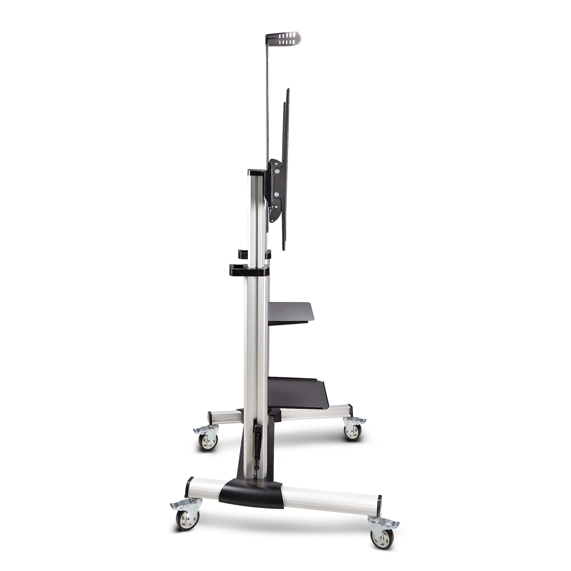 StarTech.com Verrijdbare TV Standaard op Wielen voor 60-100inch Flat Screens tot 100kg, In Hoogte Verstelbaar via Krukas, Mobiele Televisie Standaard/Trolley - Afbeelding 6