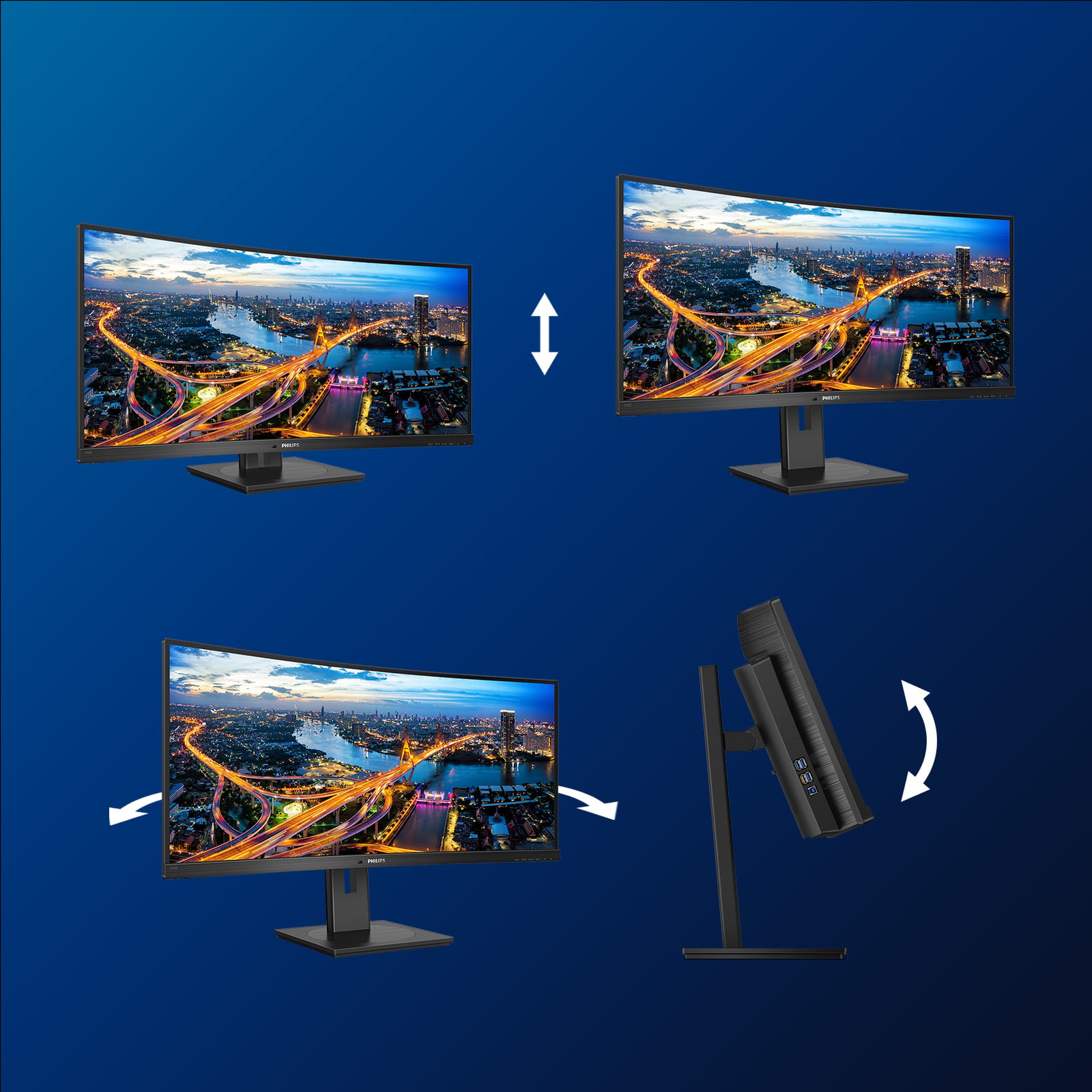 Philips B Line 346B1C/00 computer monitor 86,4 cm (34") 3440 x 1440 Pixels Quad HD LCD Zwart - Afbeelding 6