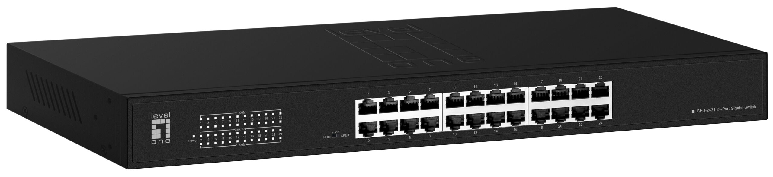 LevelOne Switch 24x GE GEU-2431 19" Rack Mount Kit Unmanaged Gigabit Ethernet (10/100/1000) 1U Zwart - Afbeelding 2