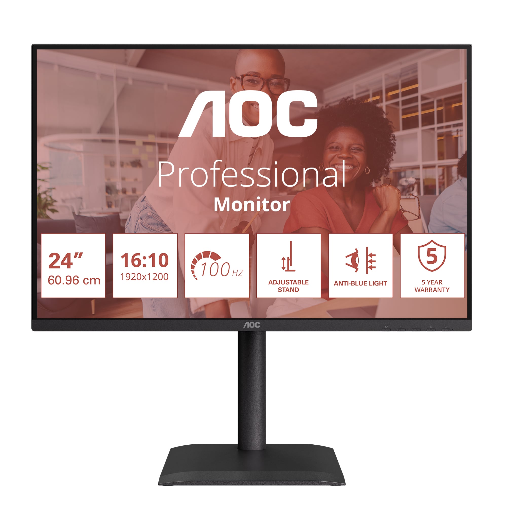 AOC E4 X24E4U computer monitor 61 cm (24") 1920 x 1200 Pixels Full HD LED Zwart - Afbeelding 3