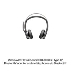 HP Poly Voyager Focus 2 Microsoft Teams Certified USB-C-C Headset +USB-C/A Adapter +Charging Stand - Afbeelding 3