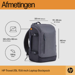 HP Travel 15,6 Iron Grey laptopbackpack, 25 liter - Afbeelding 5