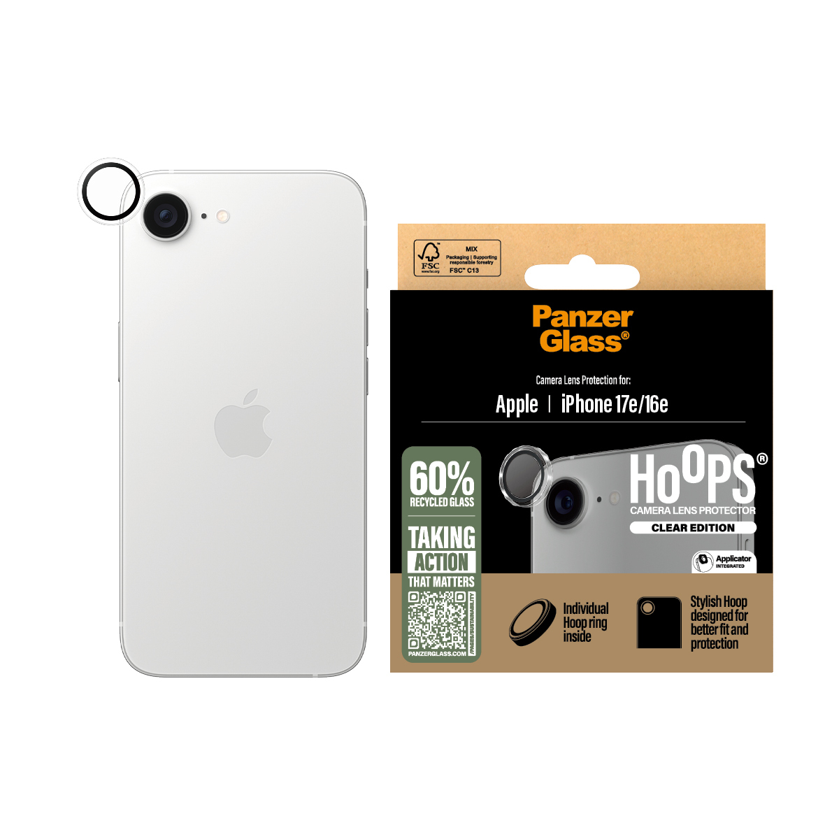 PanzerGlass ® Hoops® Camera Lens Protector Transparent iPhone 17e | 16e Doorzichtige schermbeschermer Apple 1 stuk(s) - Afbeelding 3