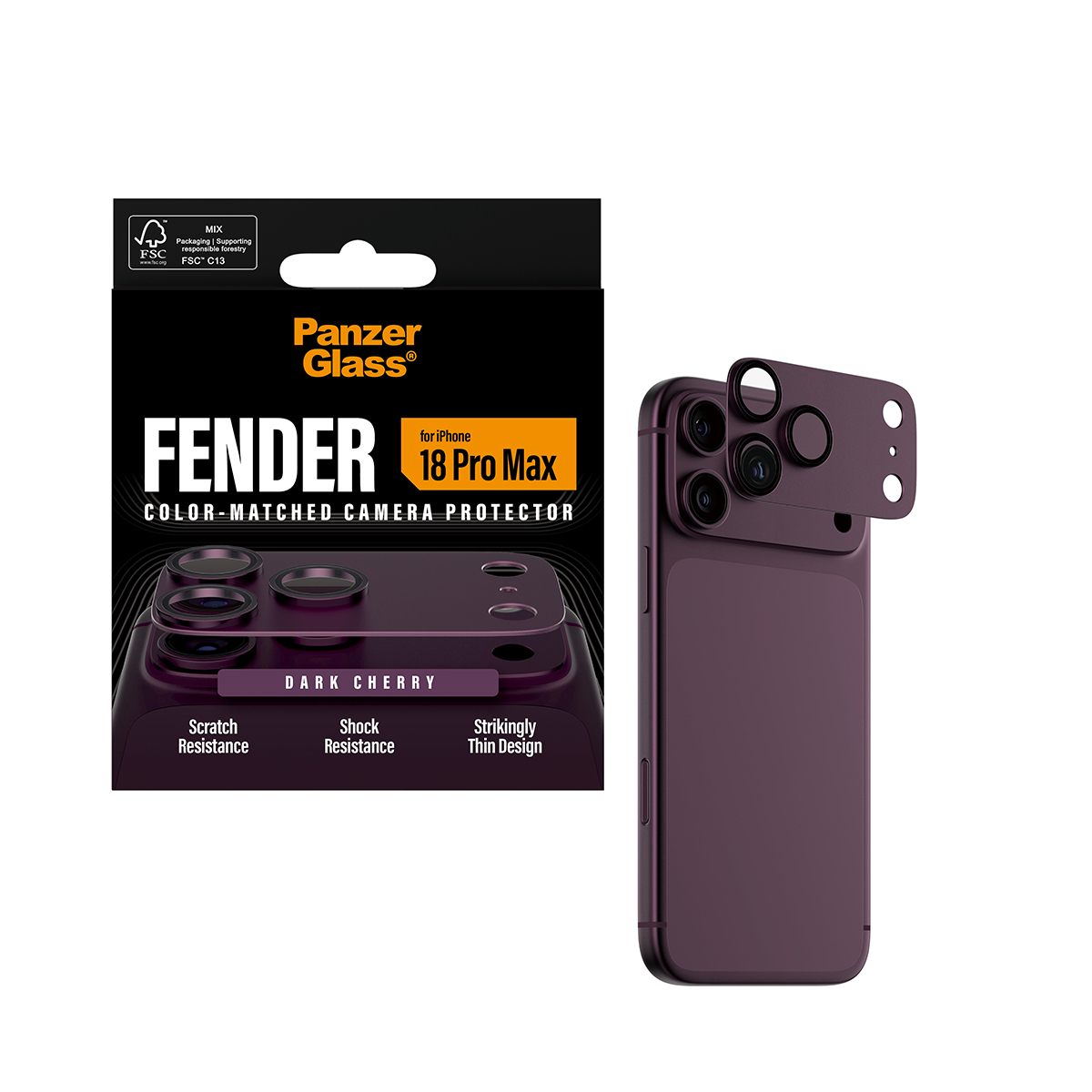 PanzerGlass ® Fender Camera Protector Dark Cherry iPhone 2026 Pro Max Doorzichtige schermbeschermer 1 stuk(s) - Afbeelding 6