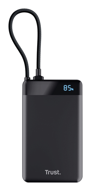 Trust Fiera Powerbank 10.000 mAh - Powerbank – Vaste kabel - USB-C opladen – 10.000 mAh – Zwart - Afbeelding 5