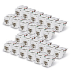 StarTech.com Cat6 Keystone Jack, 24 Stuks, RJ45 Ethernet Keystone Jacks, UTP Cat6 Ethernet Jack voor Wandcontactdoos, 90 Graden, 110 Punch Down, Wit