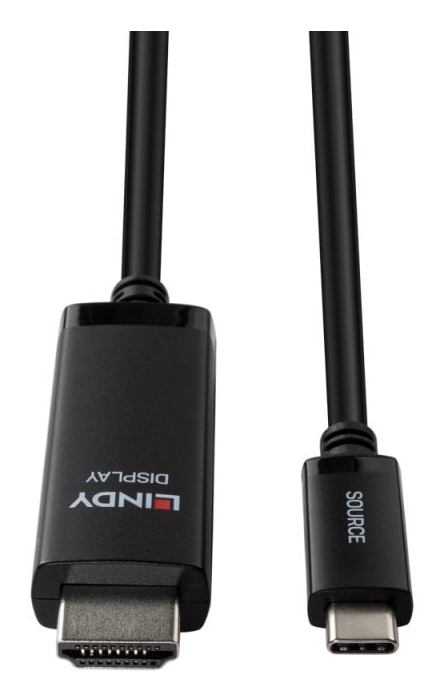 Lindy 43433 video kabel adapter 1 m USB Type-C HDMI Zwart - Afbeelding 2