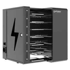 Manhattan Laadkast USB-C 65W voor 7 laptops (tot 16"), geschikt voor laptops, iPads, MacBooks, Chromebooks en andere USB-C apparaten, vakken 402x290x50 mm, USB-C laadkabels inbegrepen, afsluitbaar, alternatief voor laadtrolley, EU/UK-stroomkabels inbegrepen - Afbeelding 3