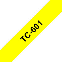 Brother TC-601 labelprinter-tape Zwart op geel - Afbeelding 2