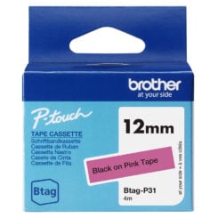 Brother BTAG-P31 labelprinter-tape Zwart op roze - Afbeelding 2