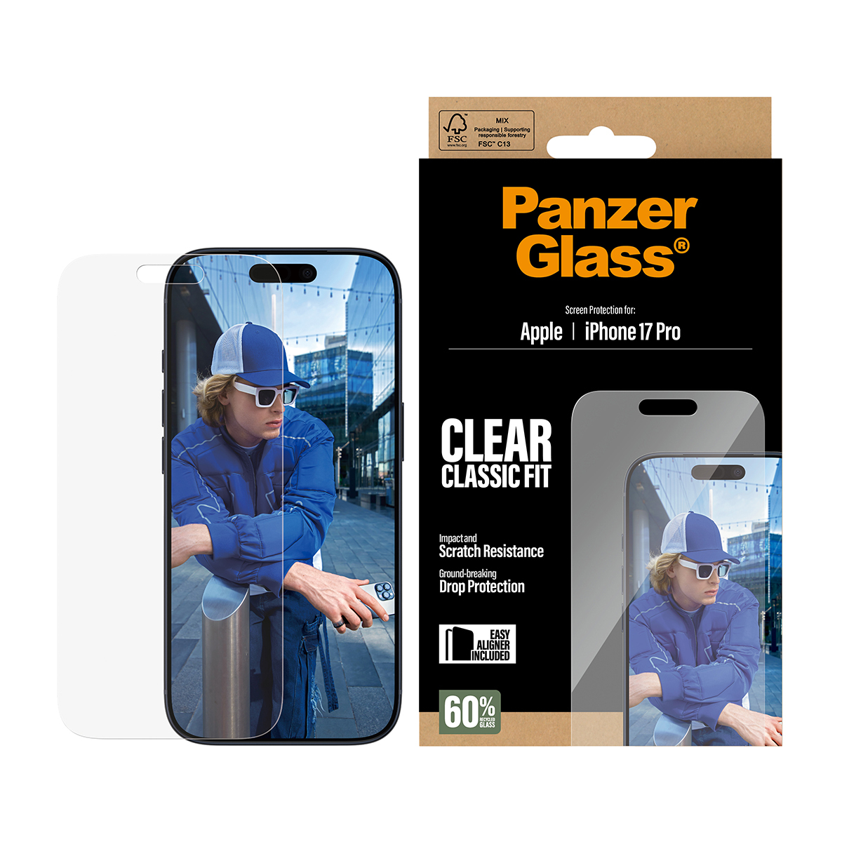 PanzerGlass ® Screen Protector iPhone 17 Pro | Classic Fit w. EasyAligner Doorzichtige schermbeschermer Apple 1 stuk(s) - Afbeelding 3