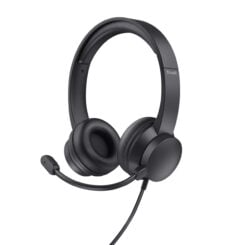 Trust Ayda Headset - 3,5 mm headset voor kantoor en calls – Opklapbare microfoon – Volumeregeling in kabel – Zwart
