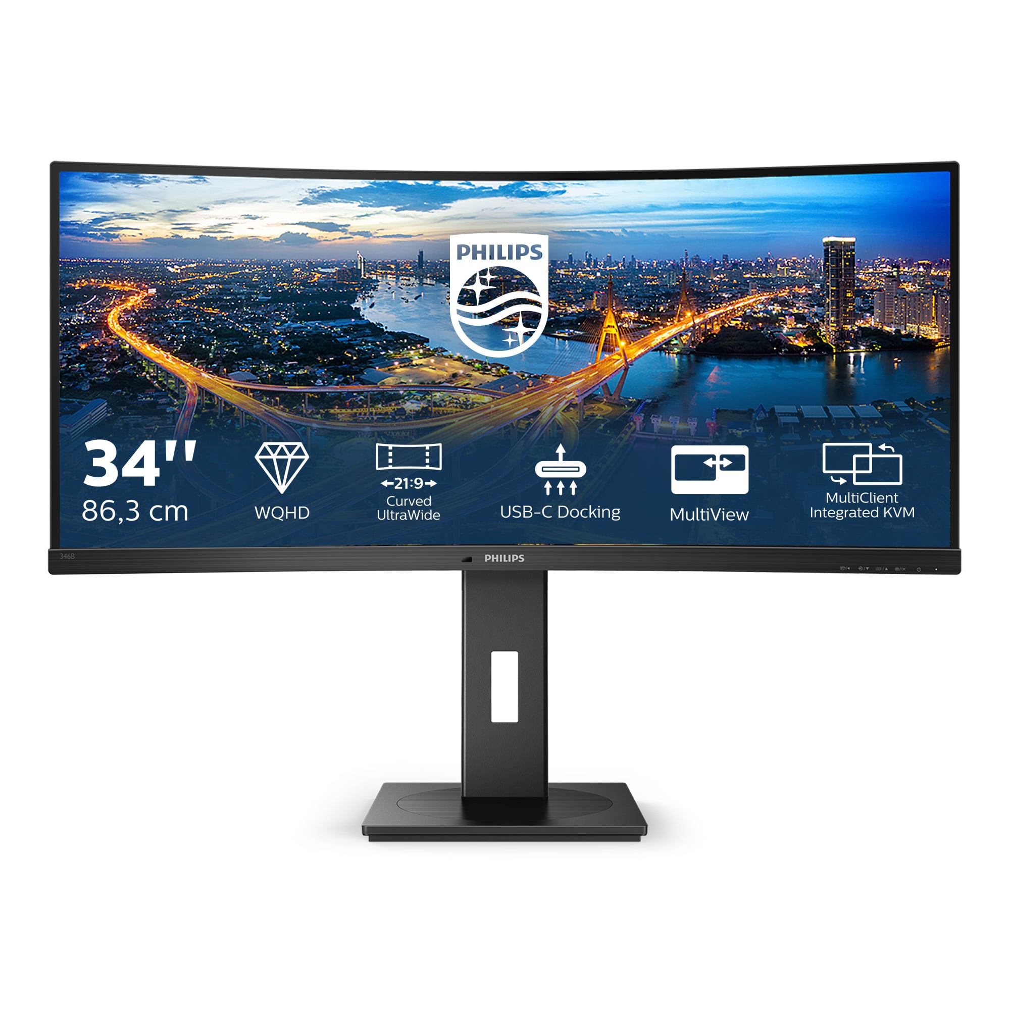 Philips B Line 346B1C/00 computer monitor 86,4 cm (34") 3440 x 1440 Pixels Quad HD LCD Zwart - Afbeelding 3