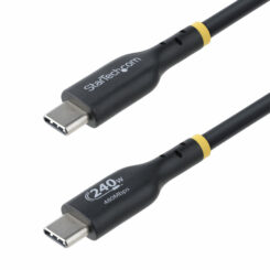 StarTech.com 3m USB-C Laadkabel, Charge & Sync, 240W (5A) PD EPR, USB 2.0, Laptop Type C Laadkabel, USB-IF Gecertificeerd, TPE Mantel - Zwarte USB-C Oplaadkabel