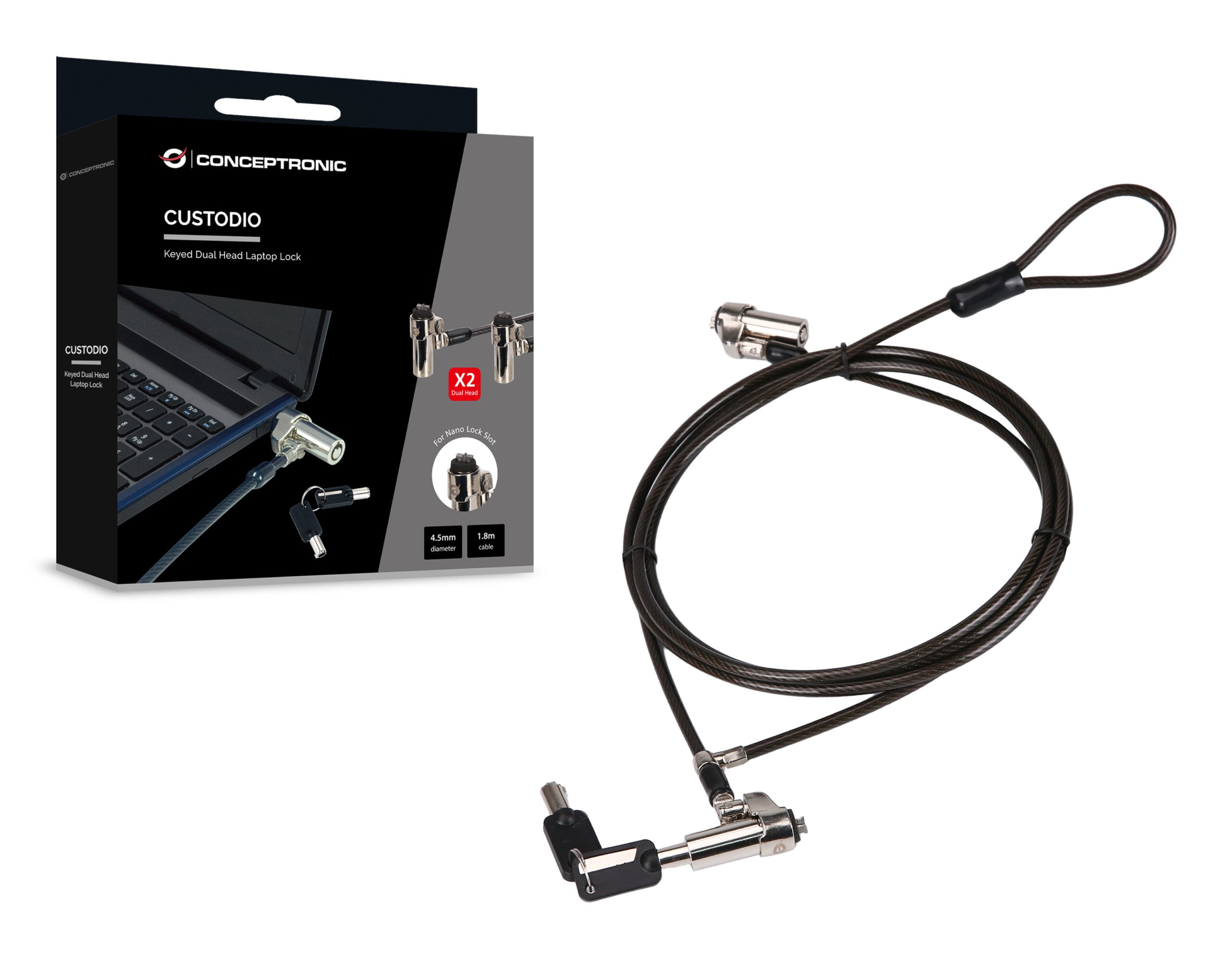 Conceptronic CUSTODIO02BNTM kabelslot Zwart 1,8 m - Afbeelding 5