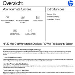 HP Z2 Mini G1a Wolf Pro Security Edition Copilot+ PC AMD Ryzen AI Max+ PRO PRO 395 128 GB LPDDR5x-SDRAM 2 TB SSD Windows 11 Pro Mini PC Workstation AI Workstation, AI PC Zwart - Afbeelding 4
