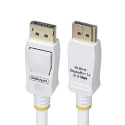 StarTech.com 1,8m VESA Gecertificeerde DisplayPort 1.2 Kabel, Wit, 4K 60Hz, 21.6Gbps, Vergrendelbare DP Connectors, DP 1.2 DisplayPort Kabel, DP Monitor Kabel, M/M