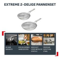 Tefal Extreme koekenpannenset zonder coating 24/28 cm - inductie - Afbeelding 3