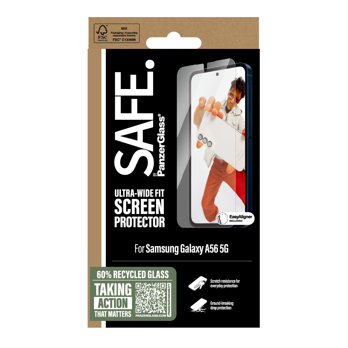 PanzerGlass SAFE. by ® Screen Protector Samsung Galaxy A56 5G | Ultra-Wide Fit w. EasyAligner Doorzichtige schermbeschermer 1 stuk(s) - Afbeelding 4