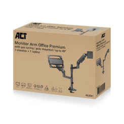 ACT Monitorarm 49" met laptophouder office premium, gasveer, paalbevestiging, 1 scherm - Afbeelding 6