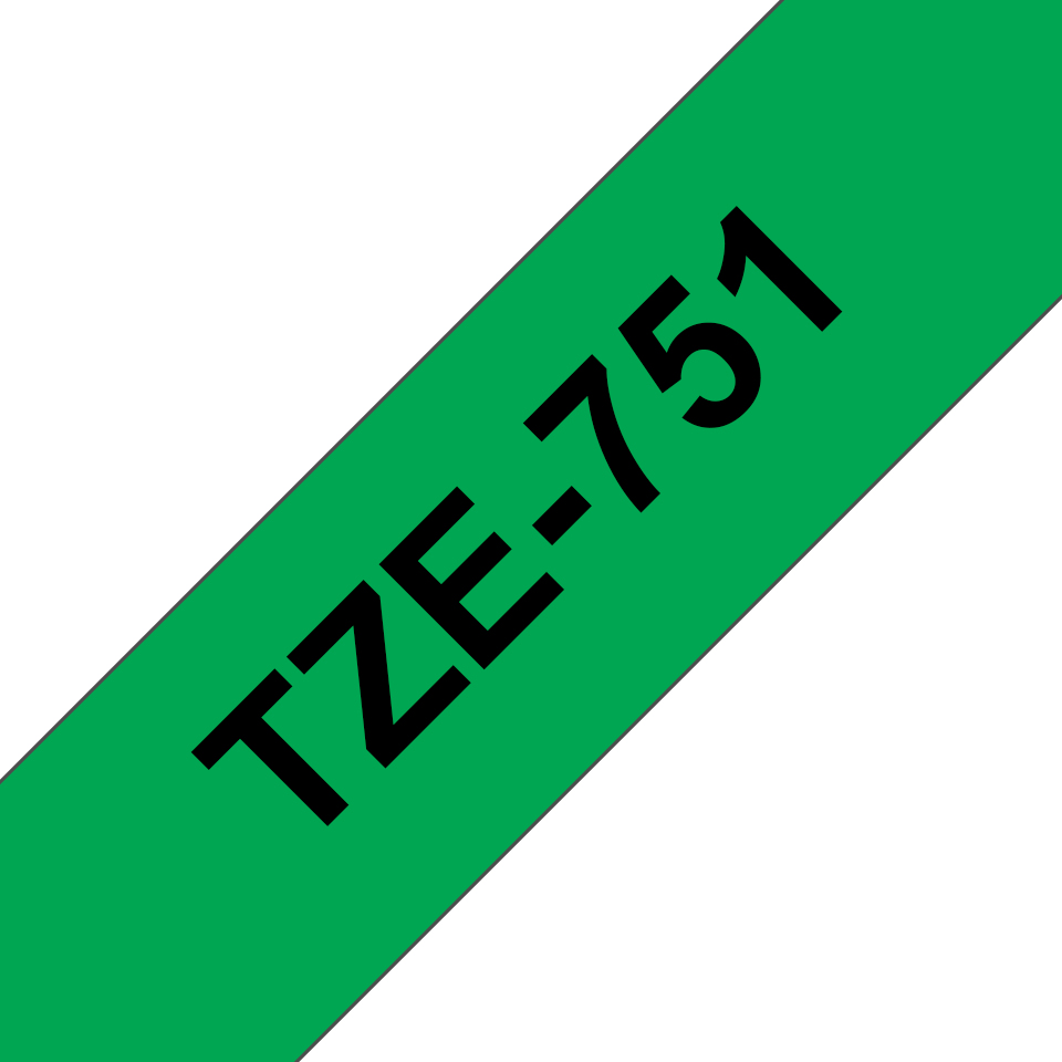 Brother TZE-751 labelprinter-tape Zwart op groen - Afbeelding 2