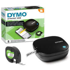 DYMO LetraTag 200B labelprinter met bluetooth | Compacte labelmaker | Verbinding via draadloze bluetoothtechnologie met iOS en Android | Inclusief 1 witte papieren etikette