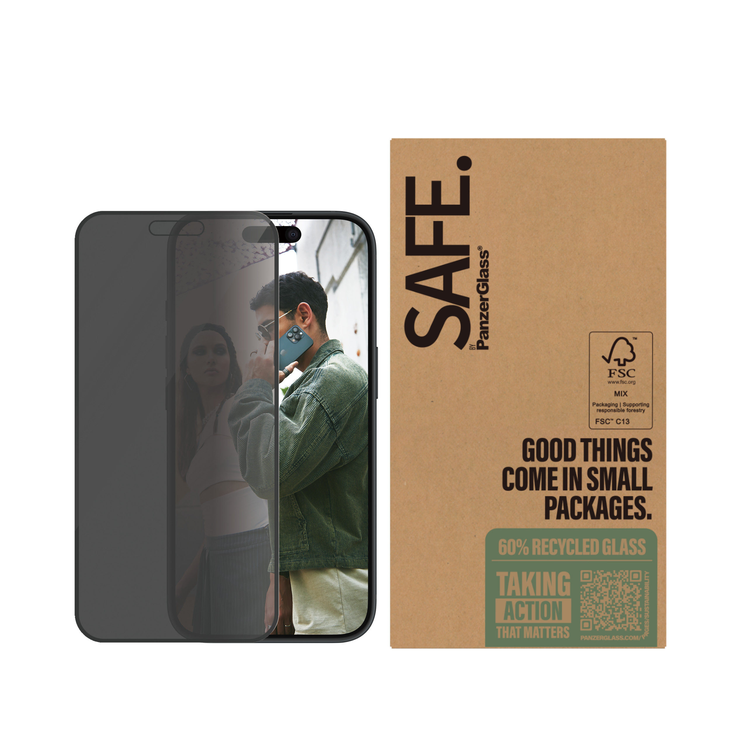 PanzerGlass SAFE. by ® 2-Way Privacy Screen Protector iPhone 16 | 15 | Ultra-Wide Fit | Bulk Doorzichtige schermbeschermer Apple 50 stuk(s) - Afbeelding 3