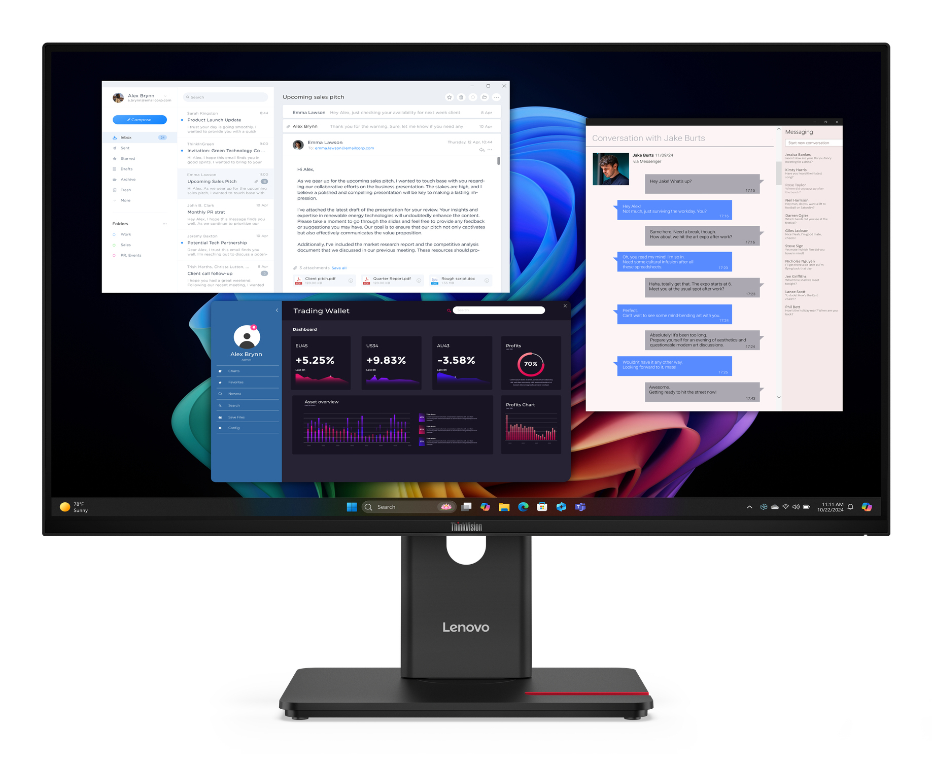 Lenovo ThinkVision T27UD-40 Monitor - Afbeelding 2