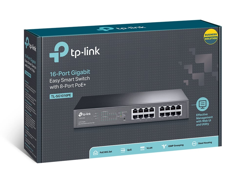 TP-Link TL-SG1016PE Managed L2 Gigabit Ethernet (10/100/1000) Power over Ethernet (PoE) 1U Zwart - Afbeelding 5