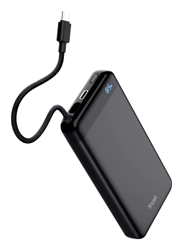 Trust Fiera Powerbank 20.000 mAh - Powerbank – Vaste kabel - USB-C opladen – 20.000 mAh – Zwart - Afbeelding 3