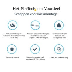 StarTech.com 1U Server Rack Schap - Universele Geventileerde Rack Mount Cantilever Shelf voor 19" Netwerk Kast & Apparatuur - Heavy Duty Staal - Capaciteit 20kg - Diepte 25cm (10") - Zwart - Afbeelding 5