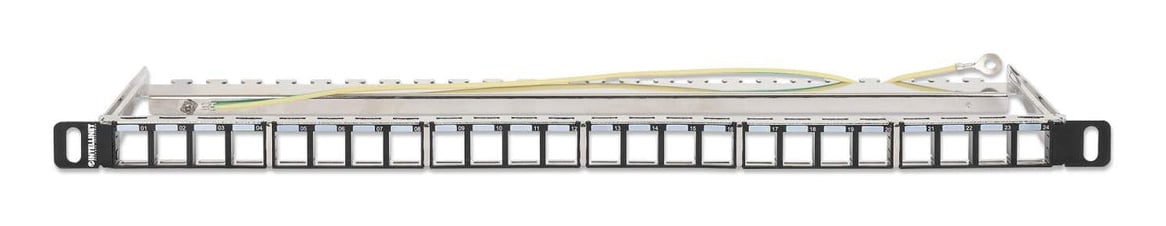 Intellinet 24-poorts afgeschermd leeg patchpanel, 0,5U, 19" keystone high-density ontwerp, uitneembare kabelmanagementbalk, geschikt voor Cat6/Cat6A modules, zwart - Afbeelding 4