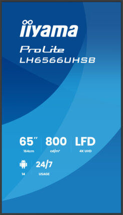 iiyama LH6566UHSB-B1AG beeldkrant Digitale signage flatscreen 165,1 cm (65") LCD Wifi 800 cd/m² 4K Ultra HD Zwart Type processor Android 24/7 - Afbeelding 3