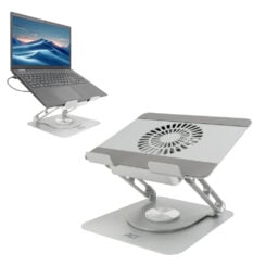 ACT Laptopstandaard 360° draaibaar, met ventilator, traploos in hoogte verstelbaar