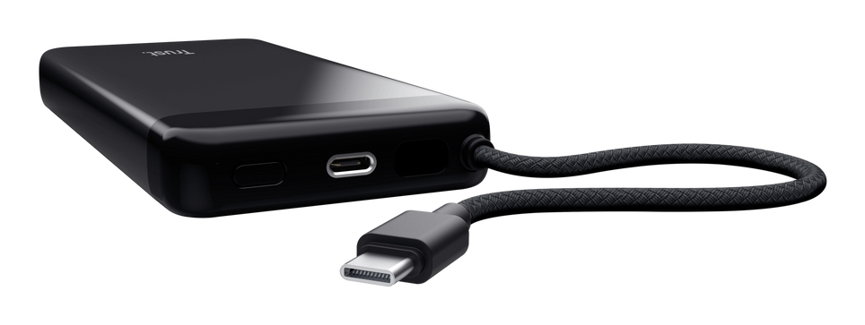 Trust Fiera Powerbank 20.000 mAh - Powerbank – Vaste kabel - USB-C opladen – 20.000 mAh – Zwart - Afbeelding 2