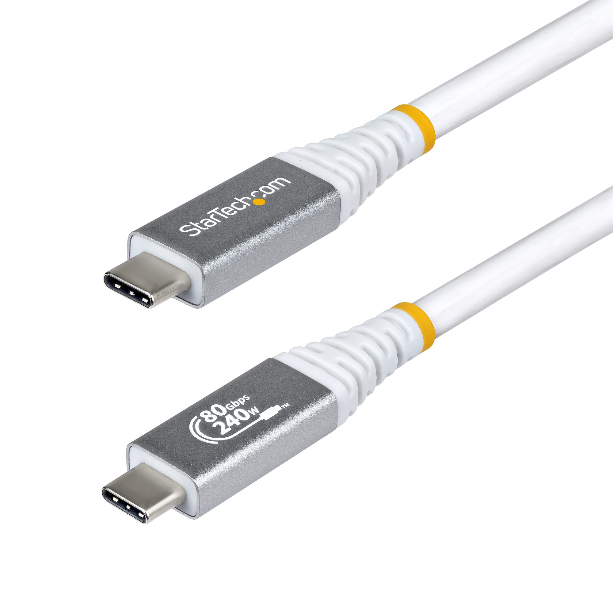 StarTech.com 1m USB4 Kabel, 80Gbps, USB-IF Gecertificeerde USB-C Kabel, 240W PD, 8K 120Hz/4K 240Hz DP2.1 DP80, Thunderbolt 4 Compatibel, Wit - Afbeelding 2