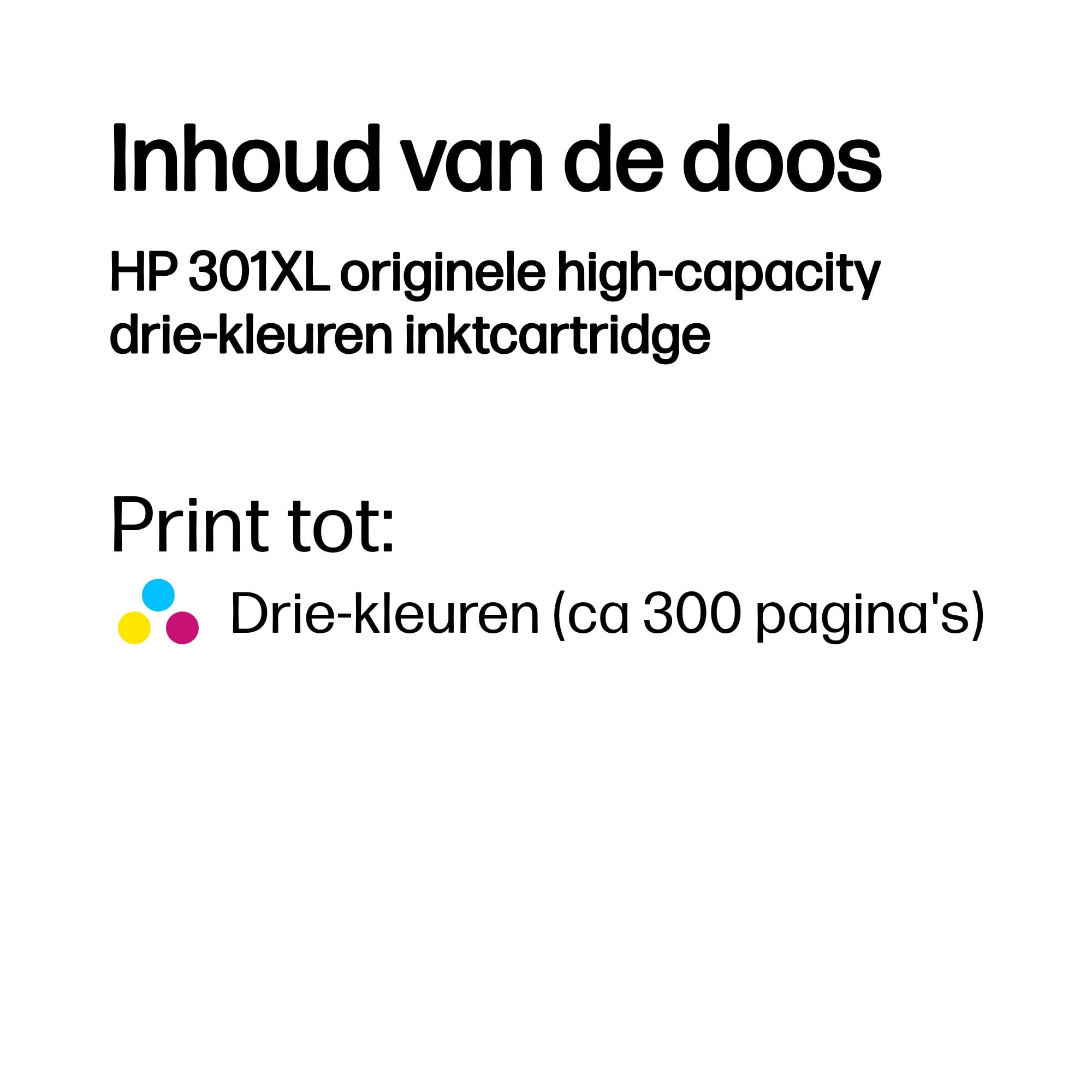HP 301XL originele high-capacity drie-kleuren inktcartridge - Afbeelding 4