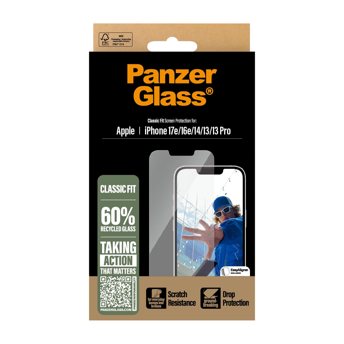 PanzerGlass ® Screen Protector iPhone 17e | 16e | 14 | 13 | 13 Pro | Classic Fit w. EasyAligner Doorzichtige schermbeschermer Apple 1 stuk(s) - Afbeelding 4