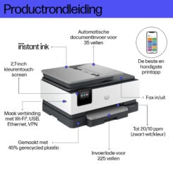 HP OfficeJet Pro 8132e Draadloos All-in-One Kleur Printer, Instant Ink; Dubbelzijdig printen - Afbeelding 5
