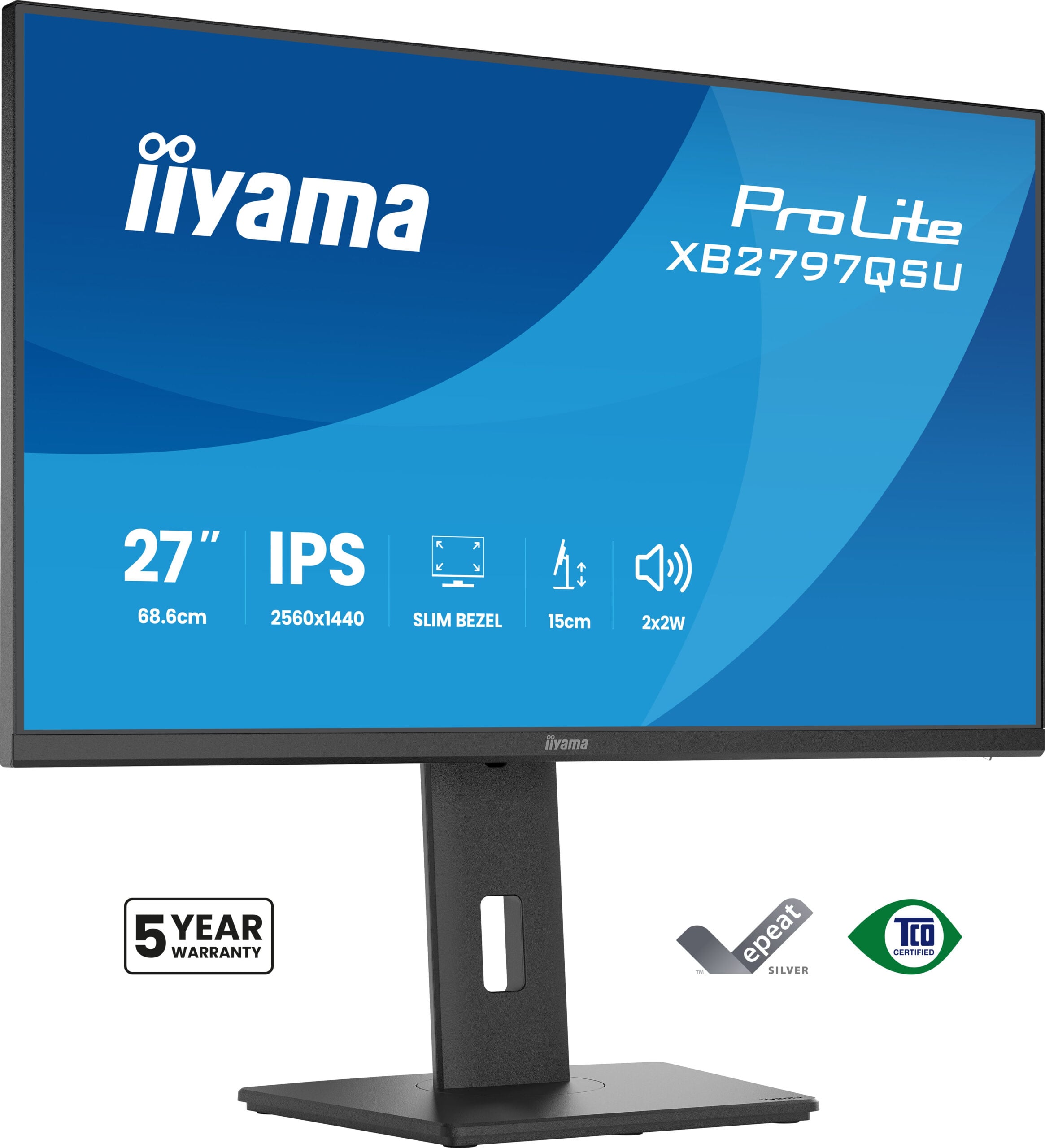 iiyama ProLite XB2797QSU-B1 computer monitor 68,6 cm (27") 2560 x 1440 Pixels Quad HD LED Zwart - Afbeelding 2