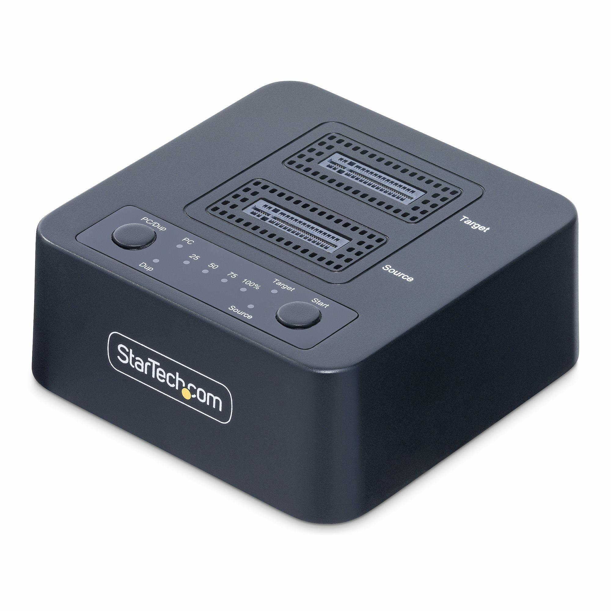 StarTech.com 1:1 M.2 NVMe Drive Duplicator, Standalone M.2 SSD Cloner/Copier tot 90GBpm, USB 3.2 20Gbps Dual-Bay M.2 Drive Dock, Inclusief USB-C/A Kabels