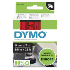 DYMO originele D1 labels | Zwarte Tekst op Rood Label | 9 mm x 7 m | zelfklevende etiketten voor de LabelManager labelmaker | gemaakt in Europa