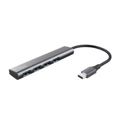 Trust Halyx USB Hub - 4-poorts USB-A hub – USB 3.2 Gen 1 – 5 Gbps – Grijs