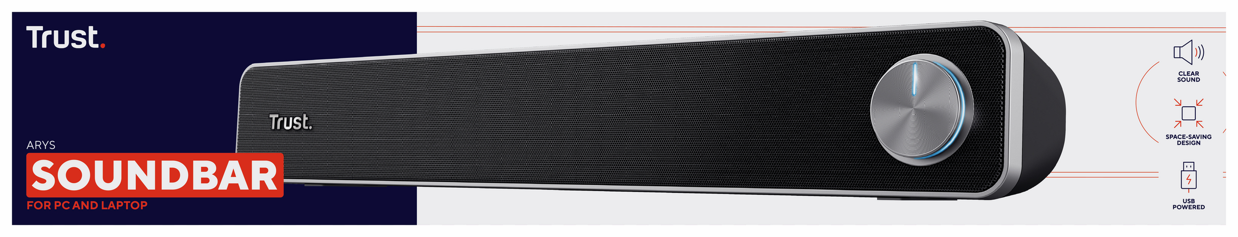 Trust Arys Soundbar - USB soundbar – 2.0 kanaal – Volumeknop voorzijde – Zwart - Afbeelding 5
