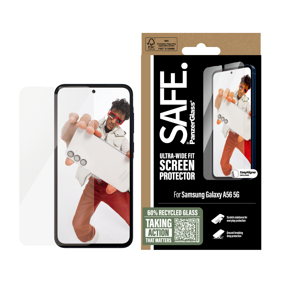 PanzerGlass SAFE. by ® Screen Protector Samsung Galaxy A56 5G | Ultra-Wide Fit w. EasyAligner Doorzichtige schermbeschermer 1 stuk(s) - Afbeelding 3