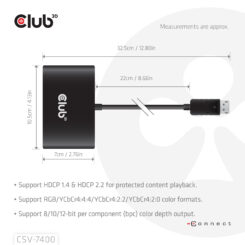 CLUB3D Quad DisplayPort™ Hub – 4 x 4K Resolution @ 30Hz, MST Support - Afbeelding 6