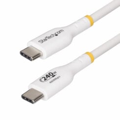 StarTech.com 2m USB-C Laadkabel, Charge & Sync, 240W (5A) PD EPR, USB 2.0, Laptop Type C Laadkabel, USB-IF Gecertificeerd, TPE Mantel - Witte USB-C Oplaadkabel
