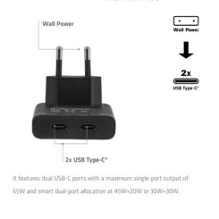CLUB3D Slanke oplader met twee USB-C®-poorten, 65 W, GaN, PD 3.1, PPS - Afbeelding 5